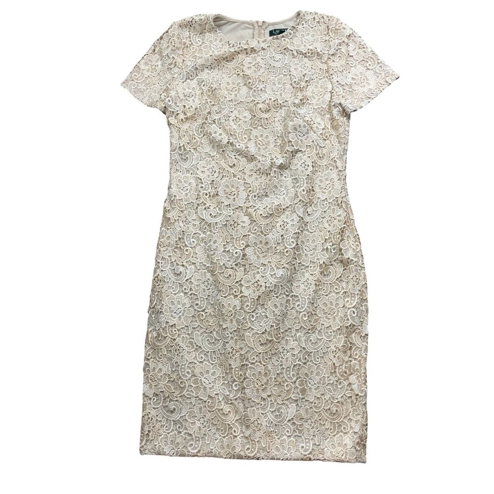 Lauren Ralph Lauren 8  The Bride Cocktail Dress‎ Beige Ivory (see description)